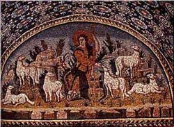 Dobry Pasterz, mozaika z mauzoleum Galli Placydii w Rawennie, ok. 450